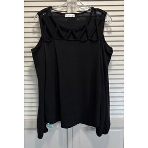 89th + Madison Black Long Sleeve Top Open Chest Size Medium Soft Winter